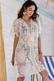 Lace-Up Sheer Cover Up