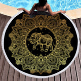 Mandala Elephant Round Beach Towel