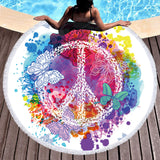 Peace Sign and Butterfly Round Beach Towel