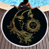 Moon and Sun Round Beach Towel