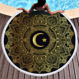 Moon and Star Round Beach Towel